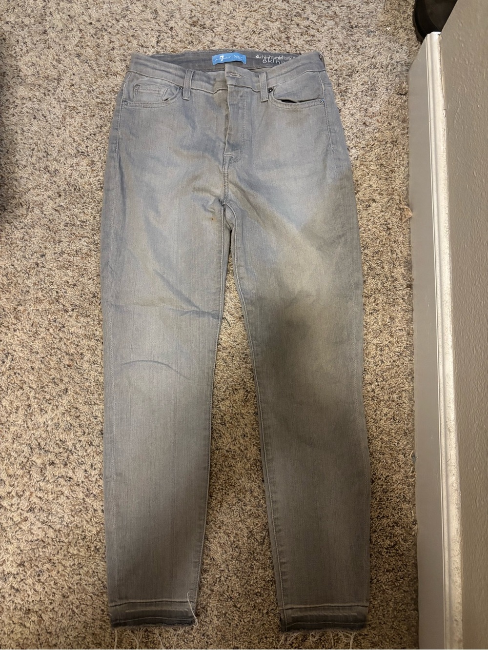 7 For All Mankind Light Gray Skinny Jeans
